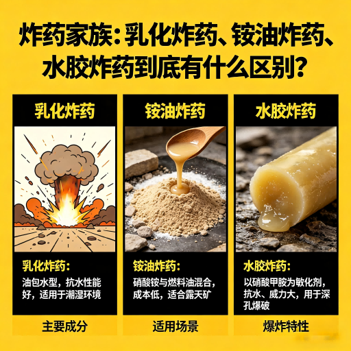沅陵炸药家族：乳化炸药、铵油炸药、水胶炸药到底有什么区别？